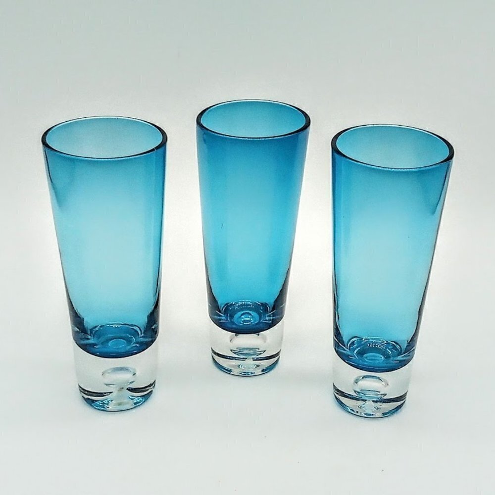 Set of 3 Stackable Blue Shot Glasses